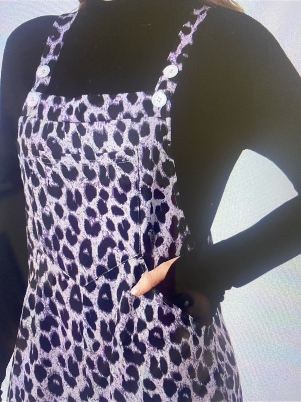 XSMALL.  HALARA LEOPARD WAFFLE  WIDE LEG OVERALLS - Picture 3 of 9